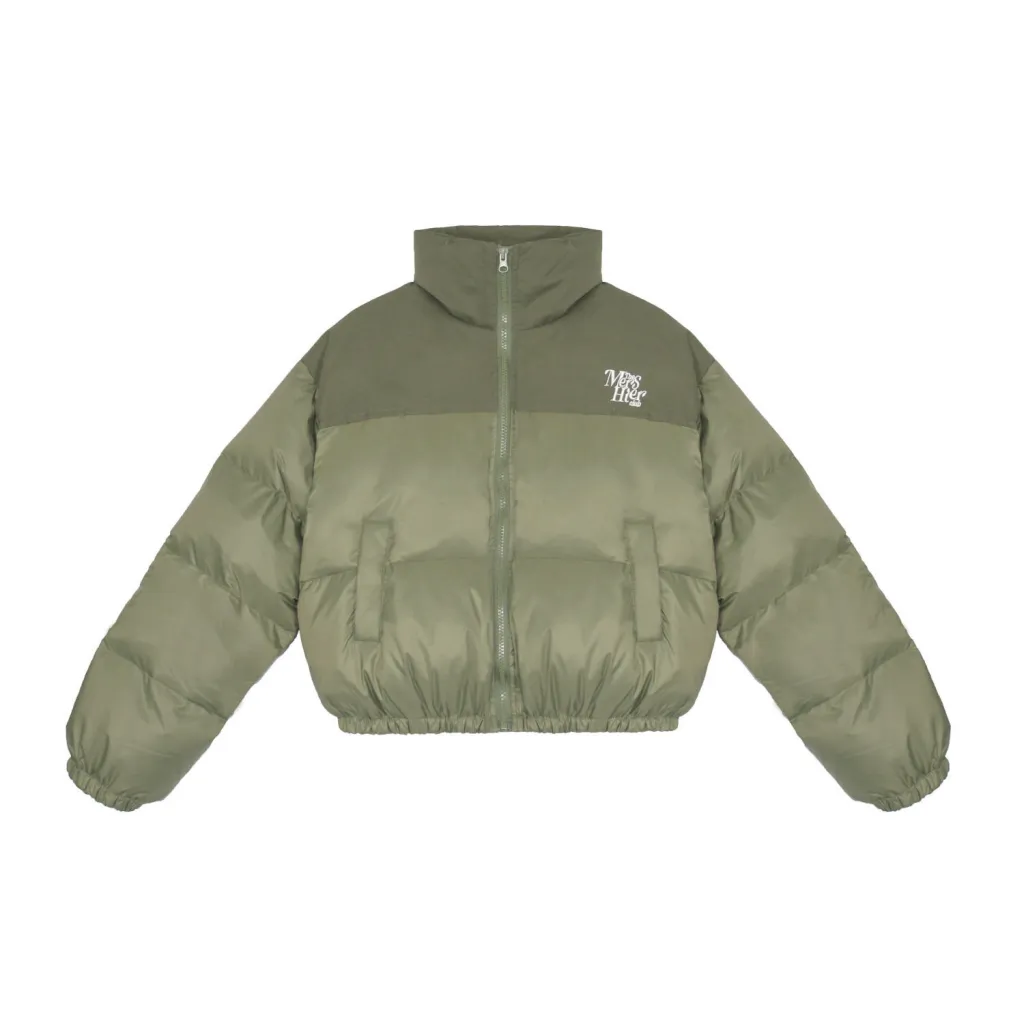 Winter New Stand Collar Women's Loose Color Matching Coat - Green