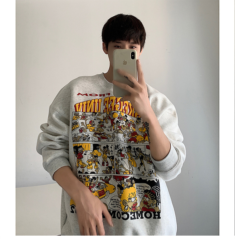 Title 9, Street Trend Cartoon Print Sweatshirt Crew Neck...