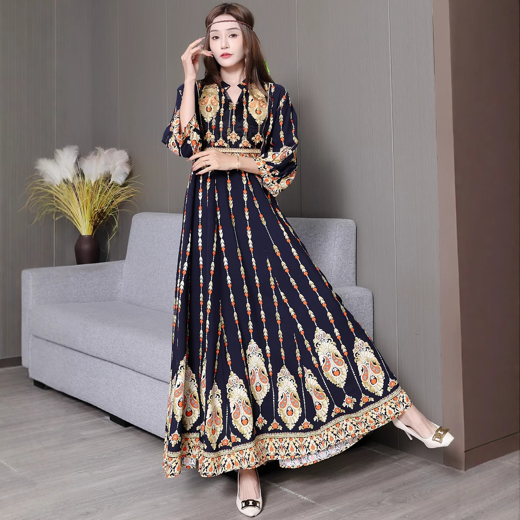 Embroidered Swing Skirt Artistic Vintage Dress Leisure Vacation Travel Dress