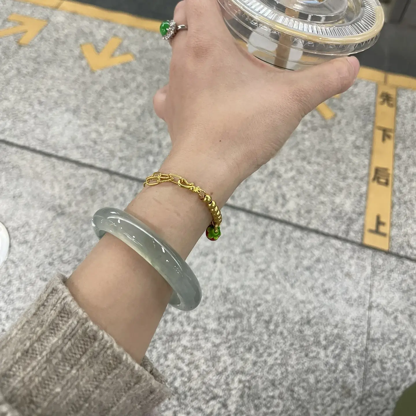Natural Myanmar Ice-like Floating Green Jade Bracelet