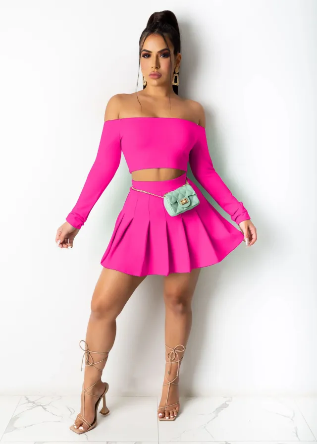 Sexy Fashion Chest Wrap Midriff Outfit Draped Dress Two piece Set Rose Red - Shop at LoveMi