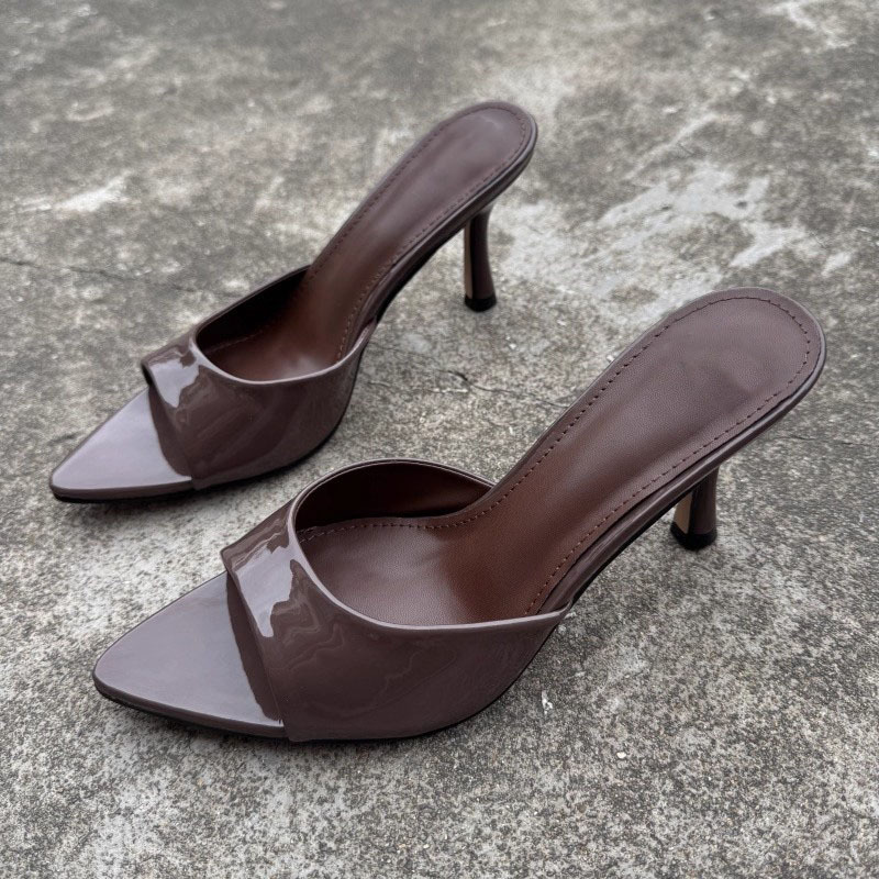 Womens New Solid-color Patent Leather Pump Sandals