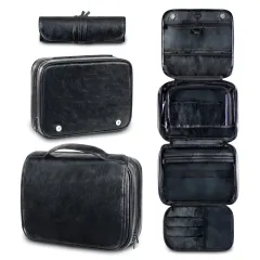 Men's Business Pu Wash Large Capacity High Sense Storage Bag - Black - View 1