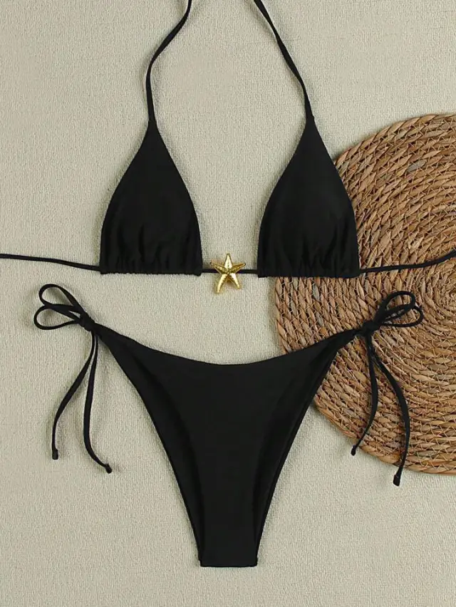 XINGX Swimsuit Women's Bikini Beach Hot Spring Lace up Black - Shop at LoveMi