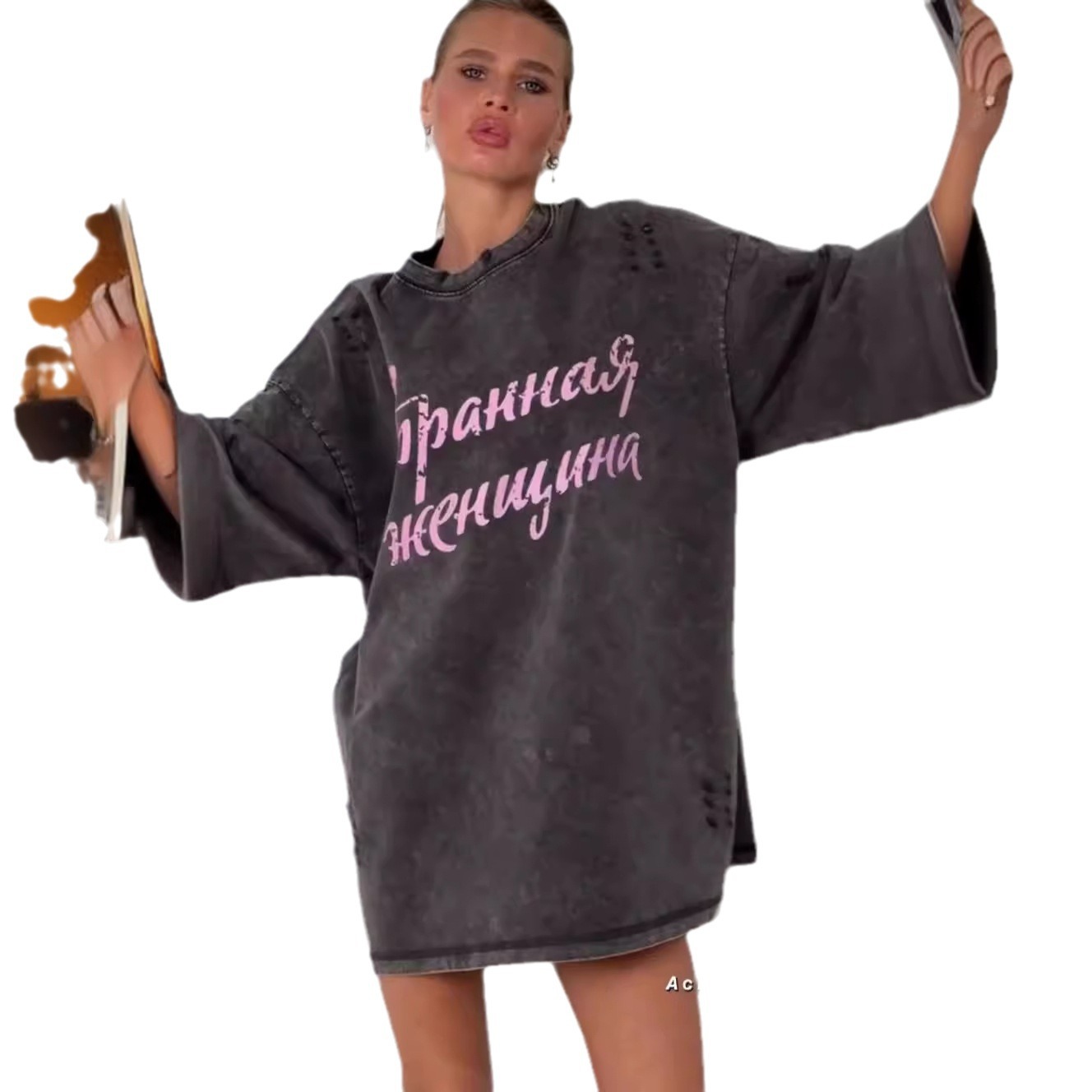 Letter Print Loose Casual Short Sleeve