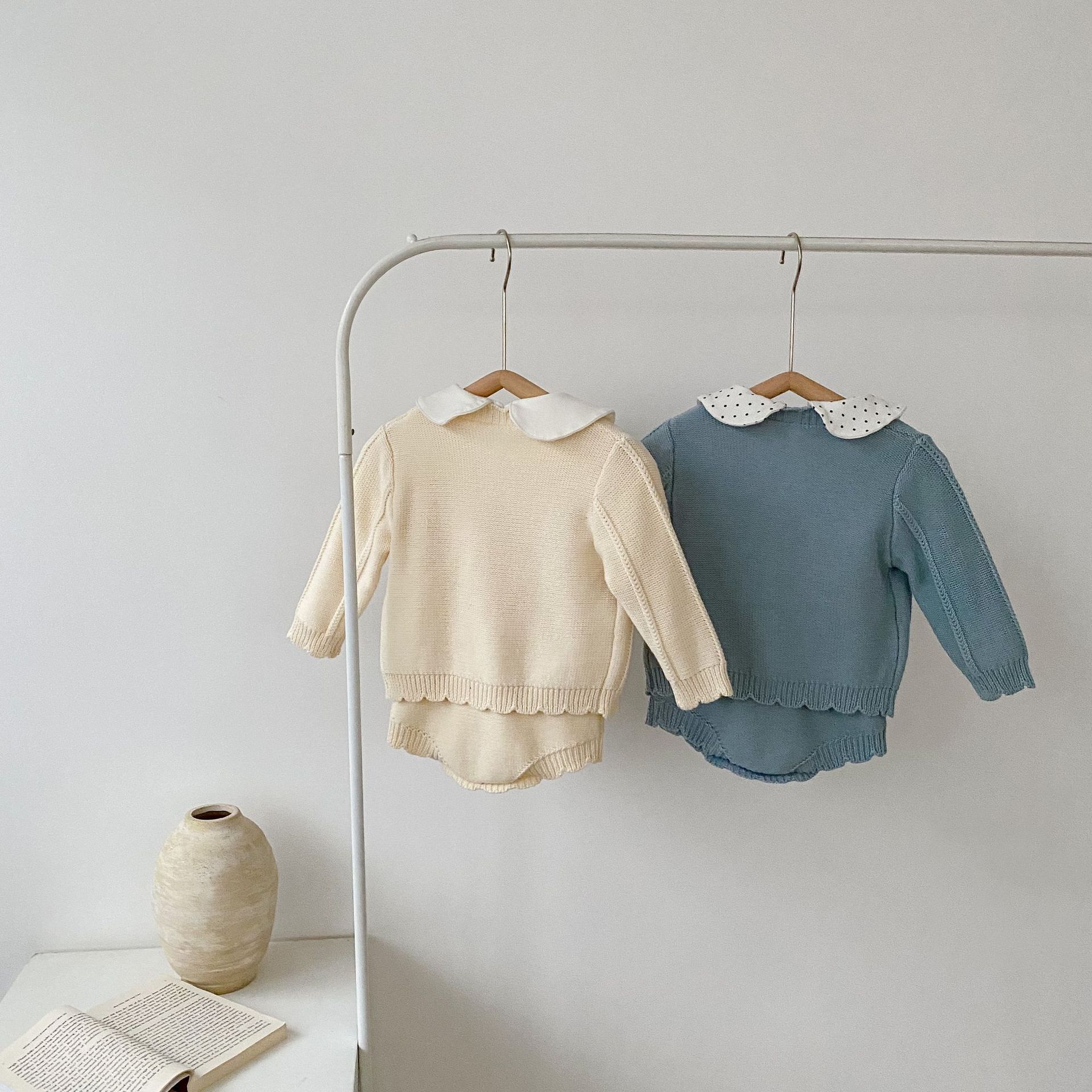 Title 2, Kleinkind Baby Pullover Set Blumenstickerei Lan...