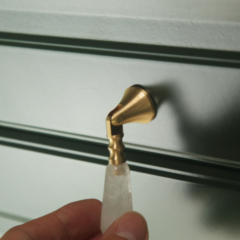 Natural crystal pure brass handle (white)