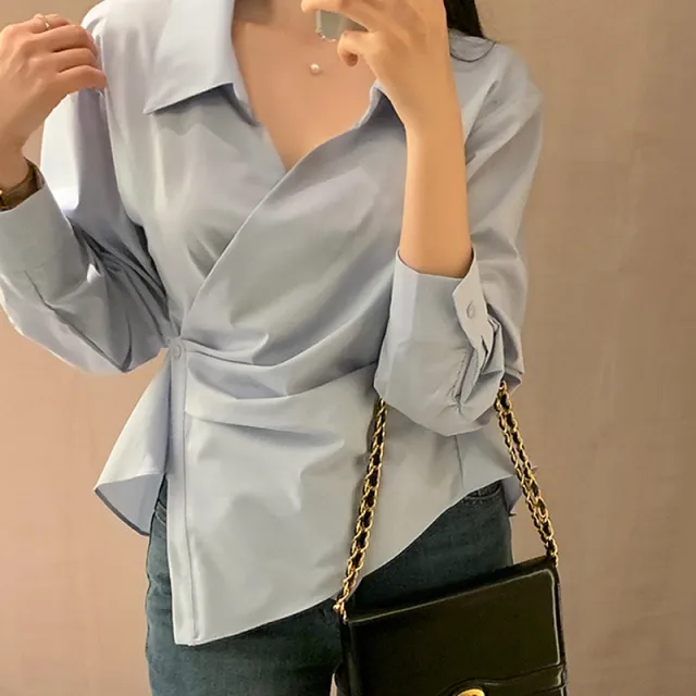 Sexy Yet Understated Fitted Blouse For Women Blue - Shop at LoveMi