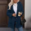 Hooded Solid-Color Cardigan With Buttons, Long-Sleeve Casual Jacket view 13