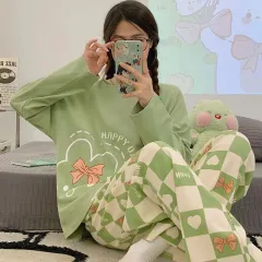 Home Wear Women's Plus Size Cartoon Loose Outfit Outer Wear - H202 New Long Sleeve-Xl - View 1