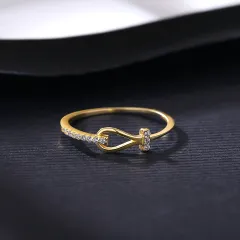 New Inlaid Zirconium Bow Ring Women - Gold - View 1