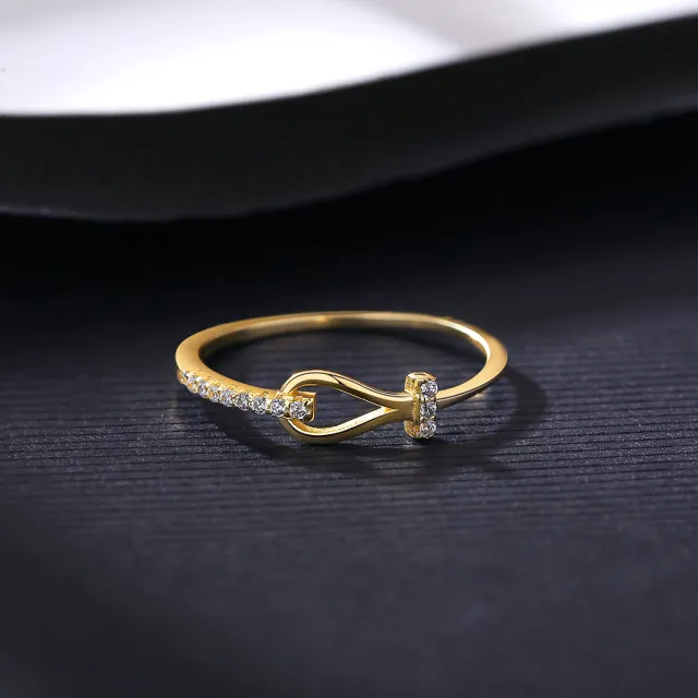 New Inlaid Zirconium Bow Ring Women Gold - Shop at LoveMi
