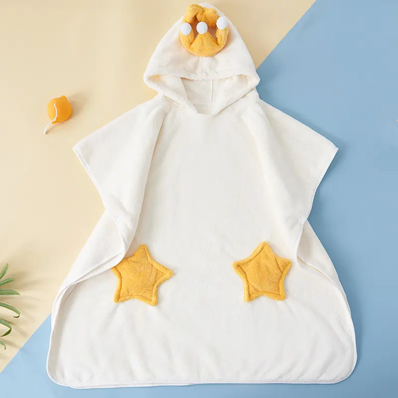 High-density Coral Fleece Absorbent Children's Hooded Cloak