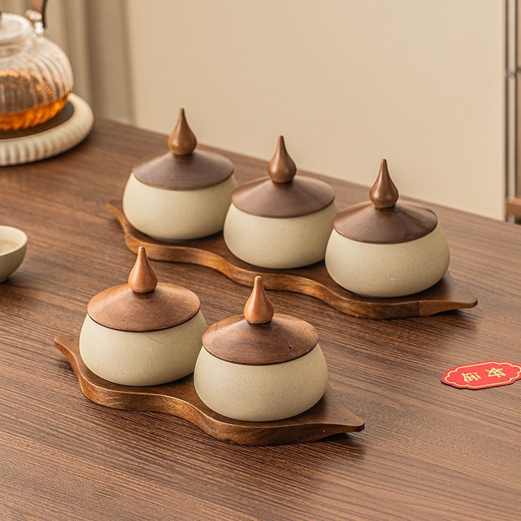 Chinese-style Solid-wood Snack Tray In A Vintage Aesthetic