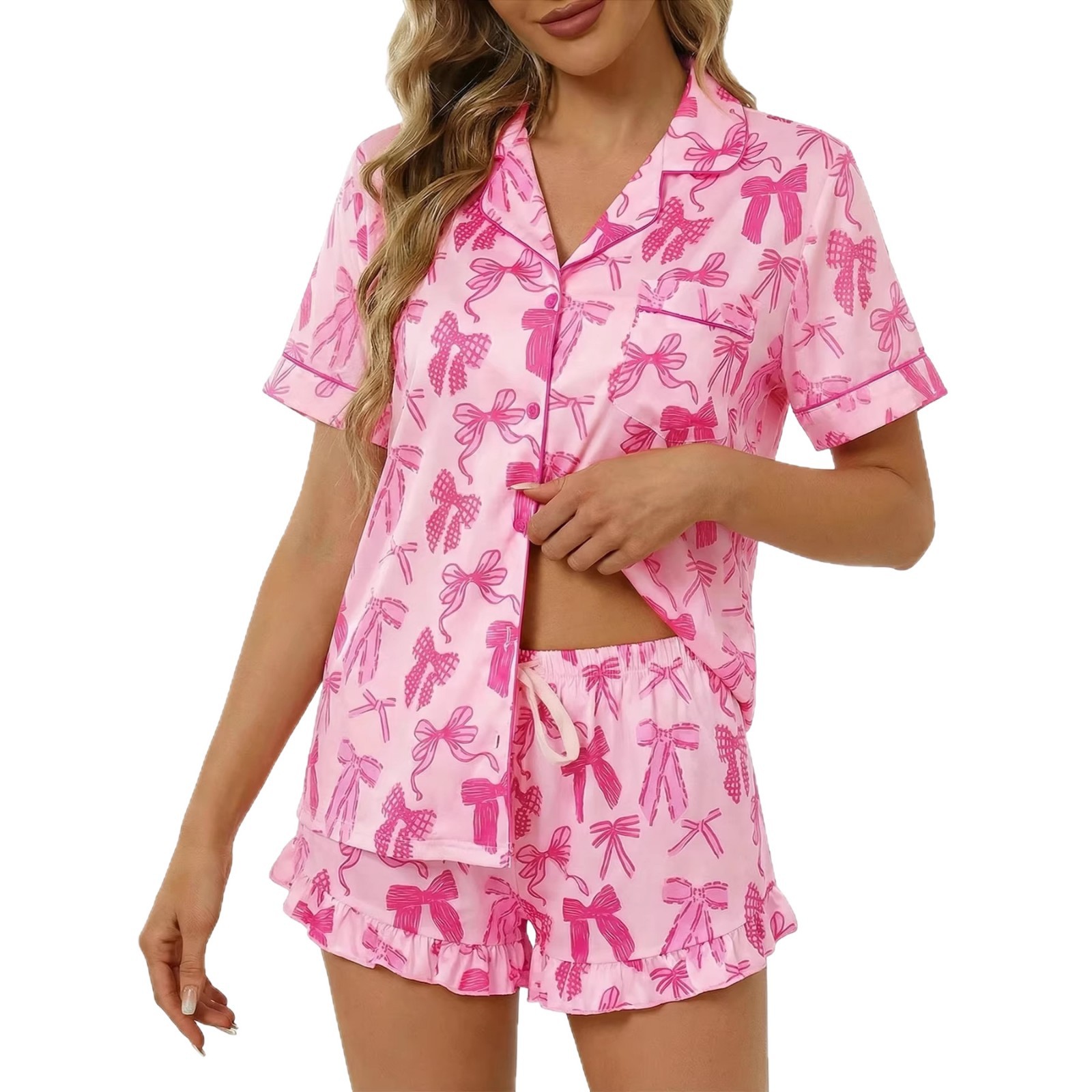 Cute Cartoon Short-sleeve And Shorts Loungewear Set