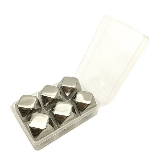 Stainless Steel Ice Cube Rhombus Quick frozen Cold Wine Silver 6 Tablets - Shop at LoveMi