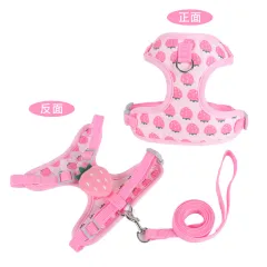 Reflective Chest Strap Vest-style Small Dog Walking Dog Hand Holding Rope - Strawberry - View 1
