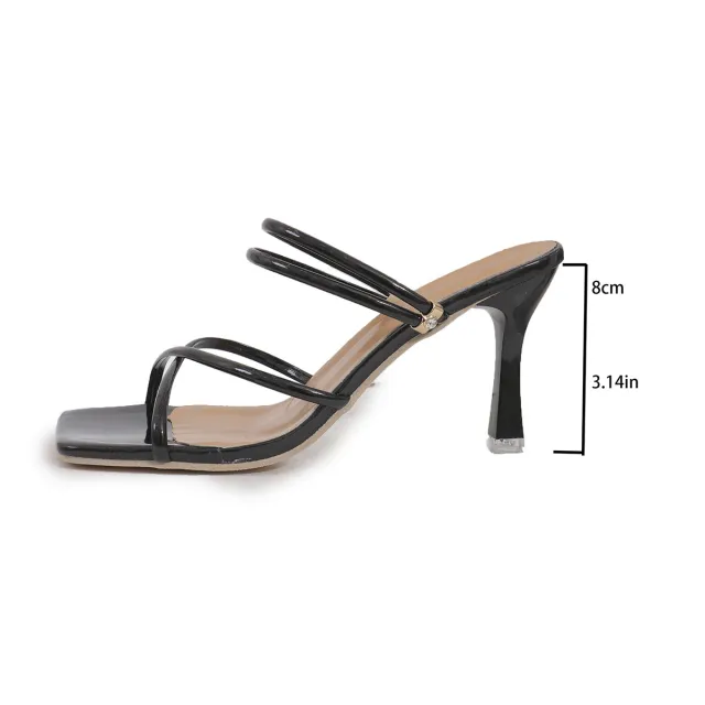 20223summer New High heeled Herringbone Sandals Black - Shop at LoveMi