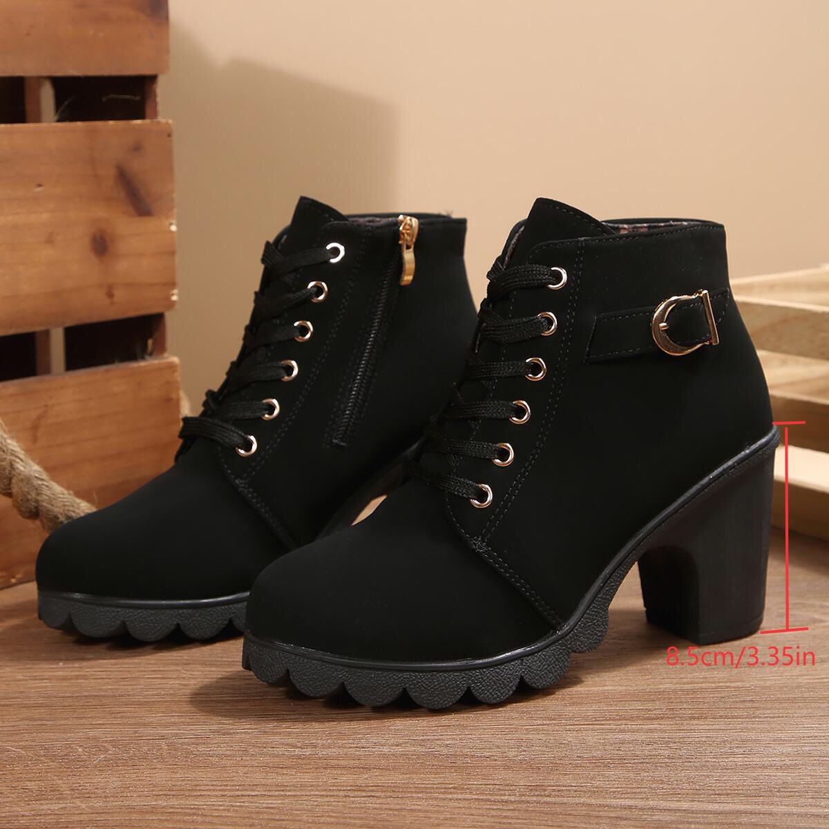 Womens Cross-Tie Chunky-Heel Ankle Boots