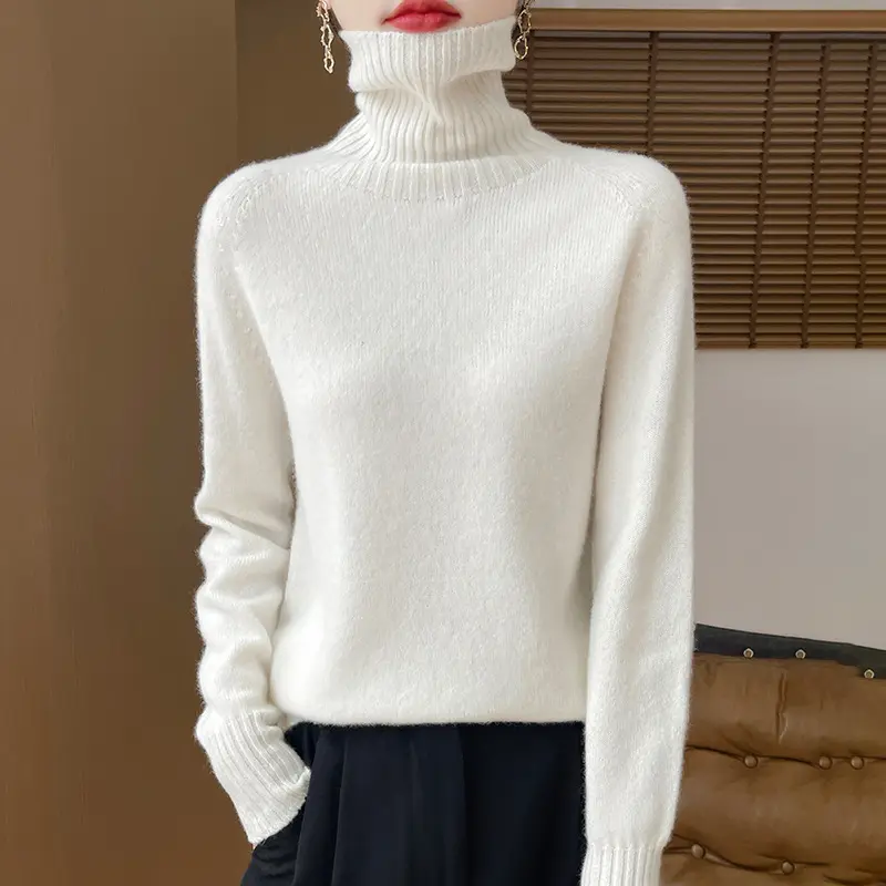 Knitted Sweater Solid-color Long-sleeve Pullover Relaxed-fit Bottoming
