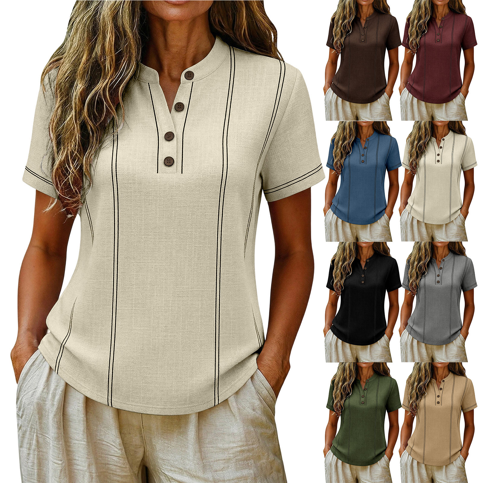 Solid-color Casual T-shirt Womens Loose And Comfortable Top