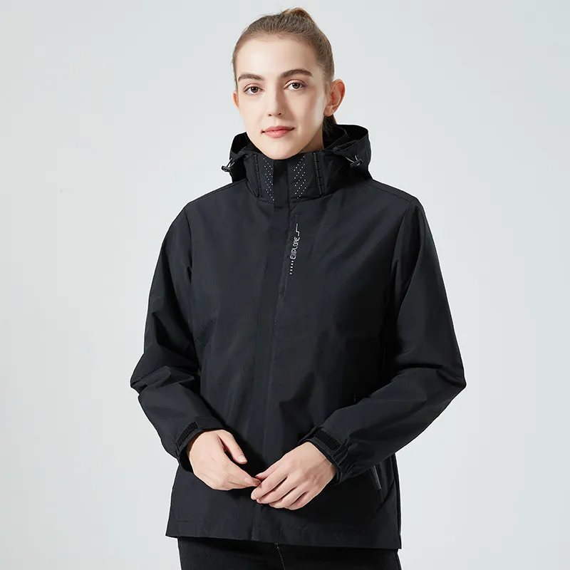 Outdoor Shell Jacket Male And Female Trendy Brand Three-in-one Detachable Two-piece Set Mountaineering Clothing Women's Outdoor Windproof Coat - Black