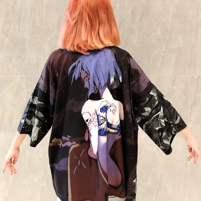Summer Women Harajuku Digital Printing Kimono Cloak Coat Cardigan Kimono 17 - Shop at LoveMi