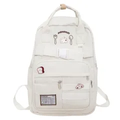 Schoolbag Women's Junior And Middle School Students Large Capacity Backpack Travel Backpack - White - View 1
