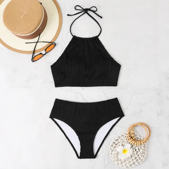 Fashion High Waist Apron Conservative Swimwear Black - Shop at LoveMi