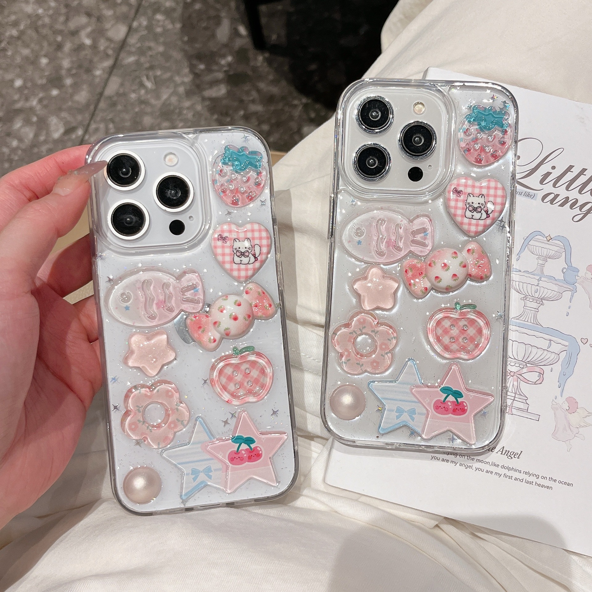 Korean-style 3D Strawberry And Fish Phone Casecompatible With Device Name