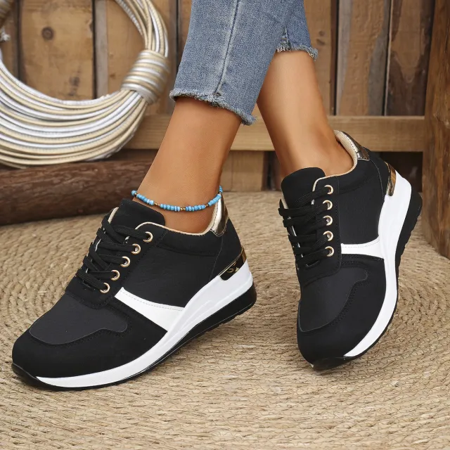 Casual Plus Size Lace Up Sneaker Women Black - Shop at LoveMi