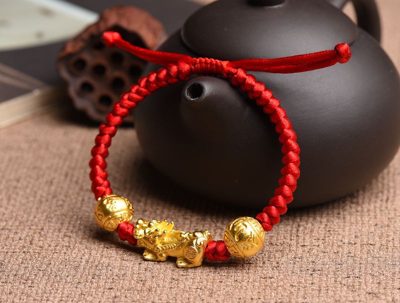 Title 5, Ethnic Style Hand-woven Red Rope Six-character ...