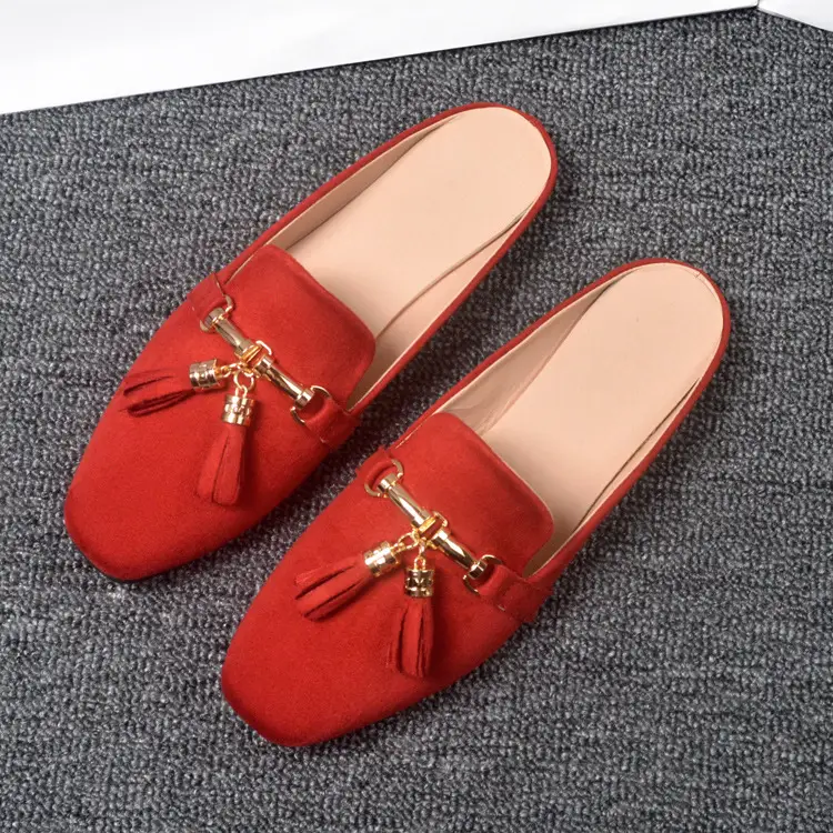 Women's Fashionable Square-Toe Tassel Mule Shoes