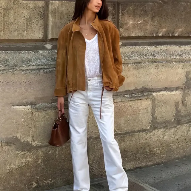 European And American Retro Solid Color Jacket Picture Color Xl - Shop at LoveMi