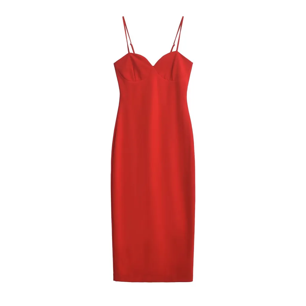 Spring Stylish Elegant And Simple Sling Dress - Red