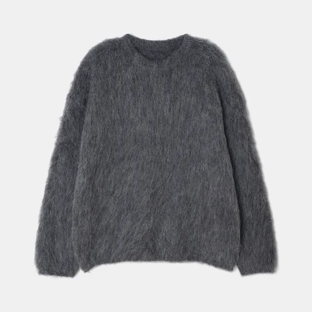High end Niche Alpaca Round Neck Wool Sweater Dark Gray - Shop at LoveMi