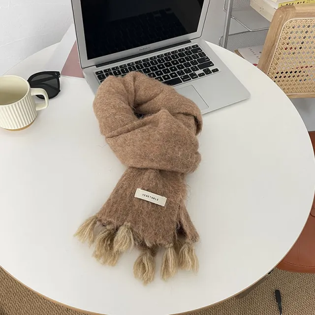 Women's Autumn And Winter Warm Wool Scarf Brown - Shop at LoveMi
