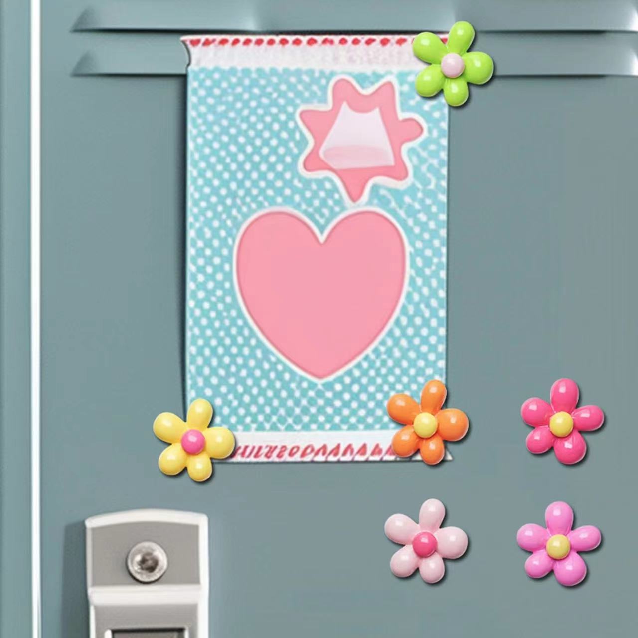 3D Five-Petal Flower Magnetic Fridge Magnet Set