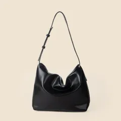 Simple Women's Soft Leather Shoulder Bag Large Capacity - Black - View 1