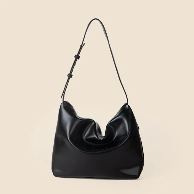 Simple Women's Soft Leather Shoulder Bag Large Capacity Black - Shop at LoveMi