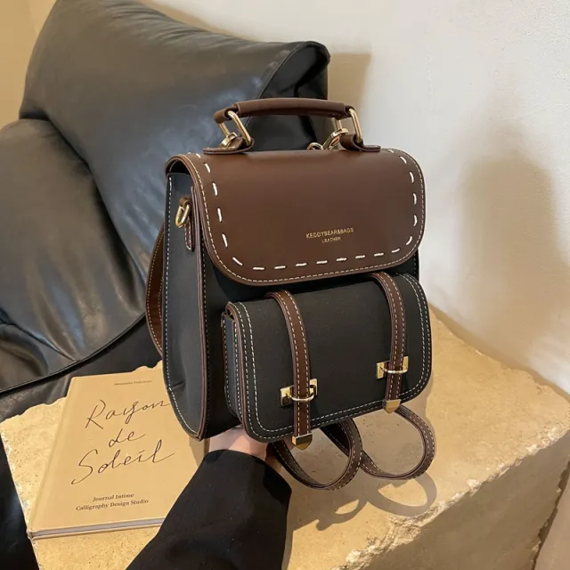 Retro Style Fashionable Backpack Casual Women Black - Shop at LoveMi