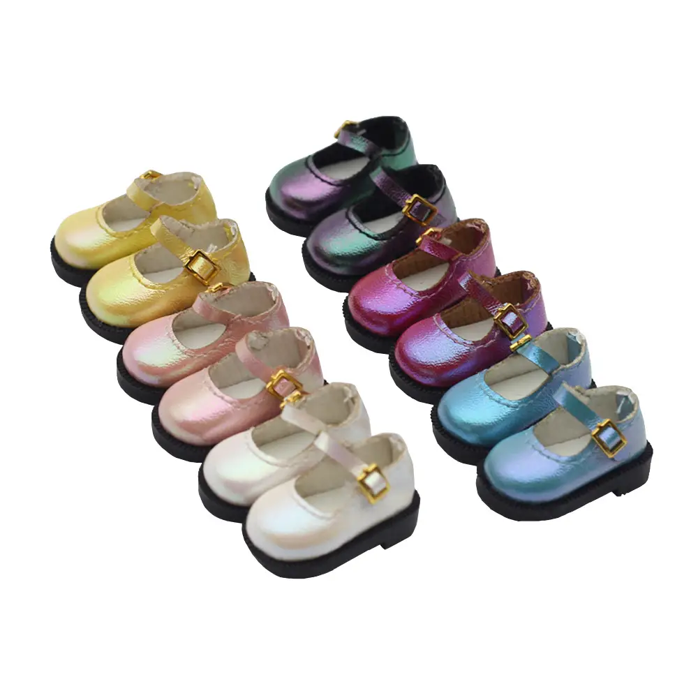 Cloth Doll Toy Single Buckle Shiny Leather Shoes