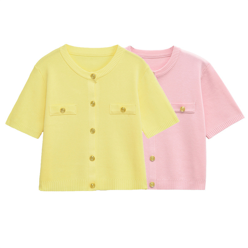 Short-sleeved Knitted Top Mini Skirt Suit