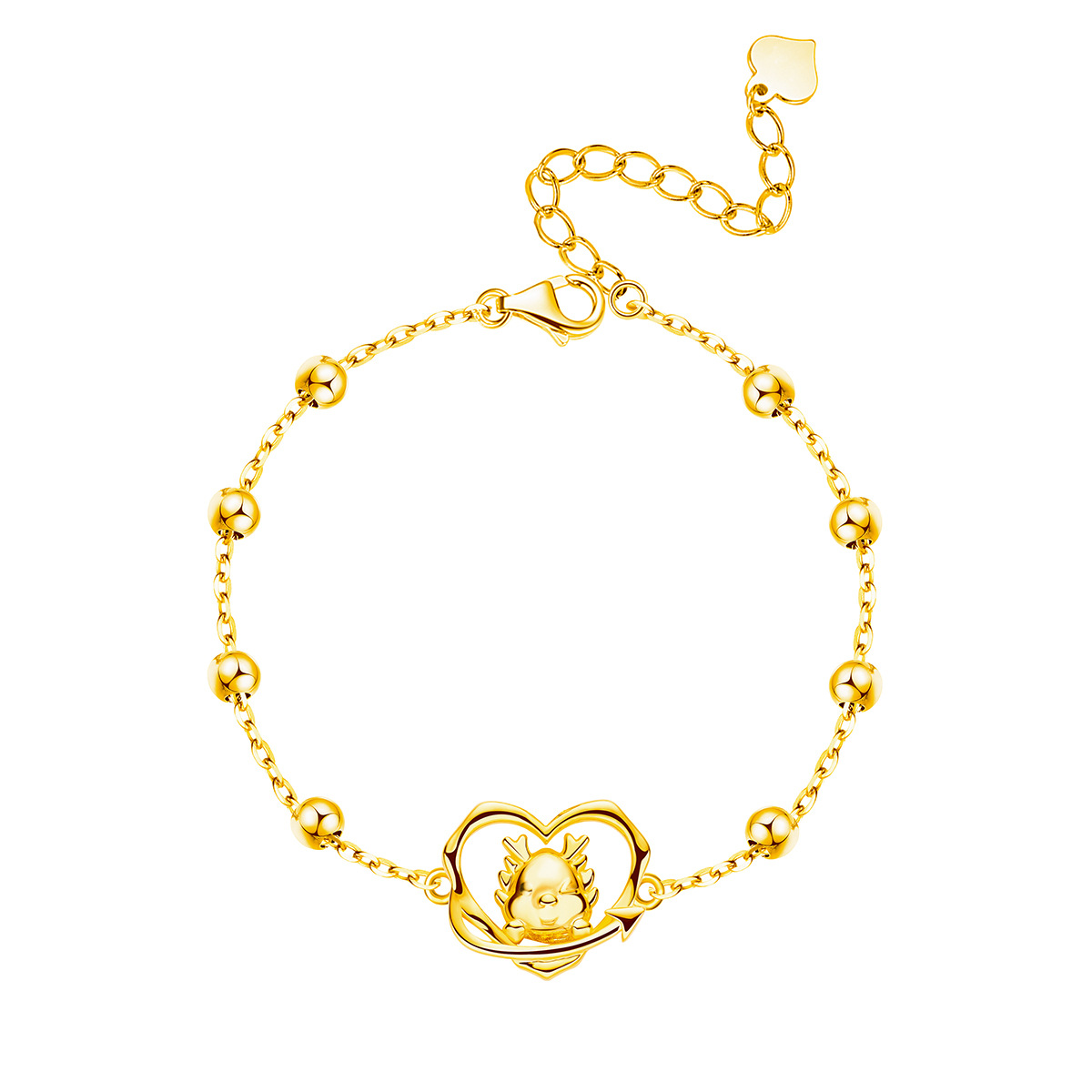 قلادة سنة التنين بتصميم قلب محب من الفضة الإسترلينية