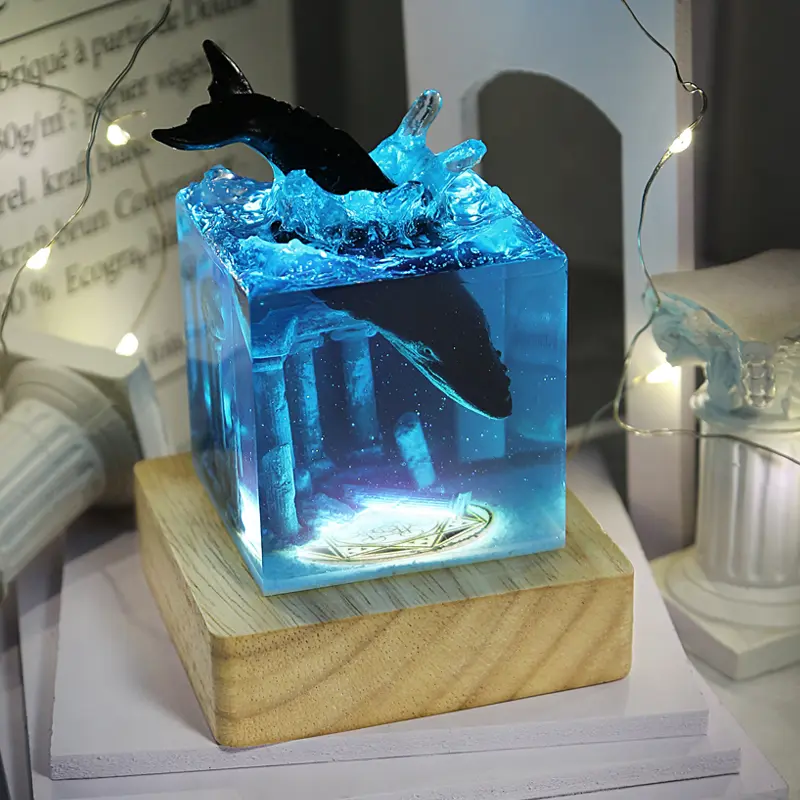 Ocean Whale Usb Couple Small Night Lamp Resin Decorations