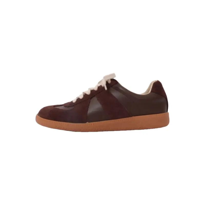 New Womens Versatile Korean-style Retro Patchwork Flat Shoes With A Round Toe And Lace-up Design