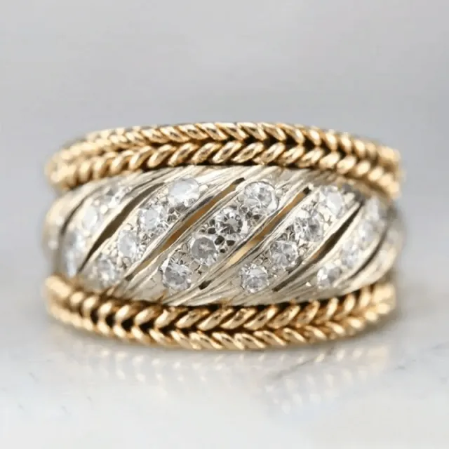 Fashion Two tone Electroplated Line Ring Gold - Shop at LoveMi