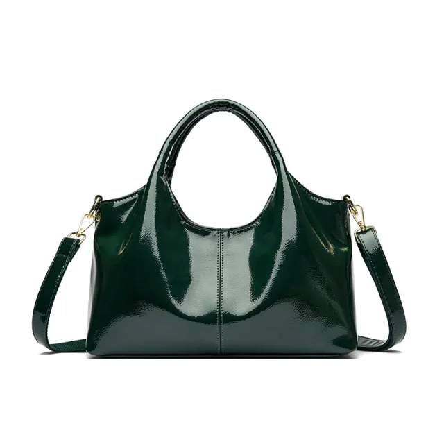 Premium Glossy Leather Trendy Commuter Bag Green - Shop at LoveMi