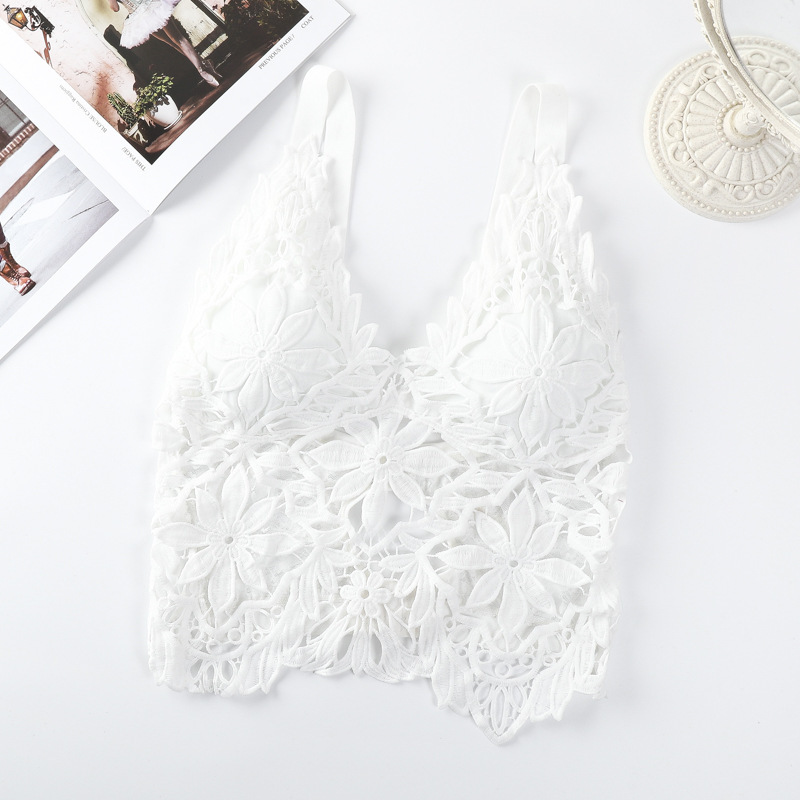 Lace Slim Fit Hollow-out Beauty Back Tube Top Anti-slip Bra
