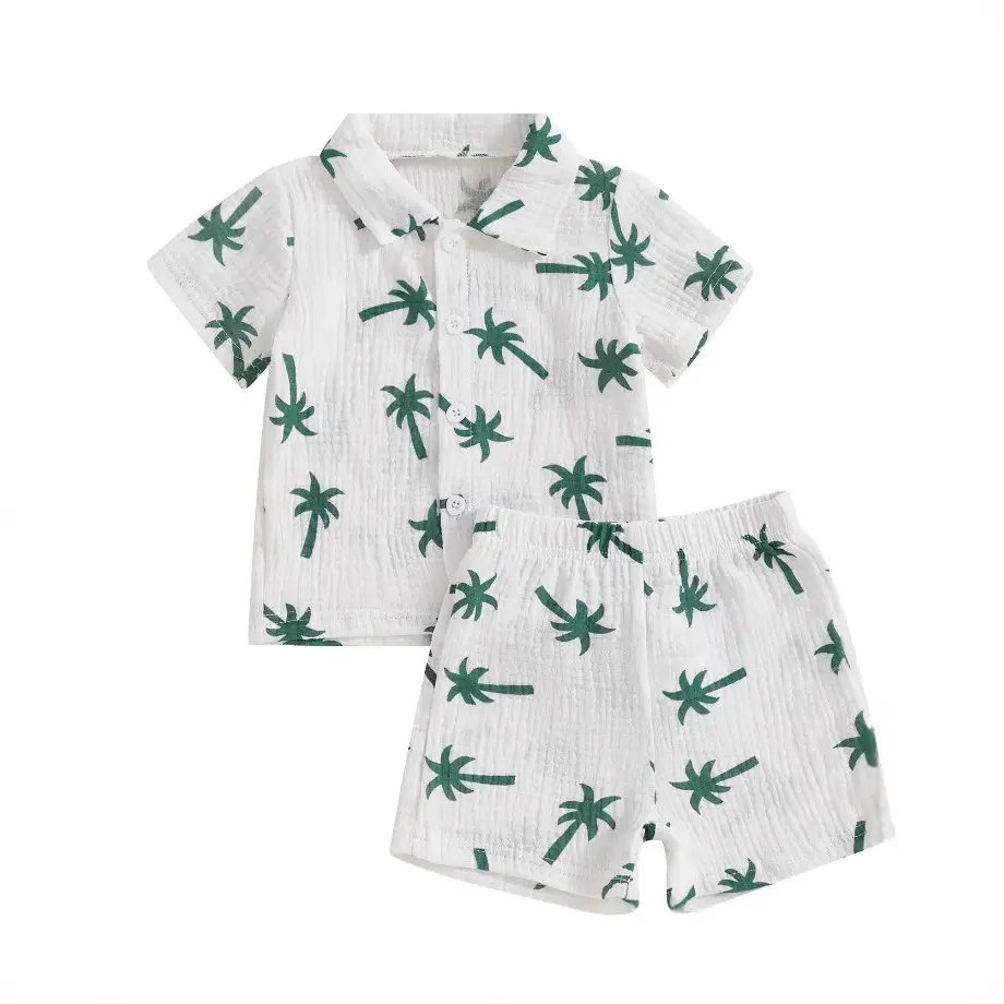 Baby Boy Beach Series Short Sleeve Blouse And Pants